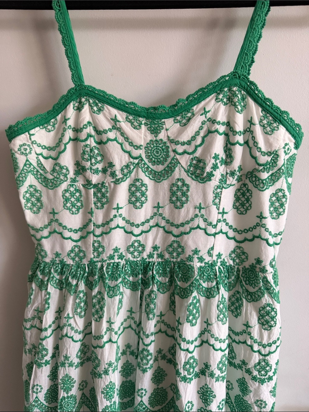 Adrianna Papell Prairiecore White and Green Printed Midaxi Sundress Sz 2 - Picture 2 of 4